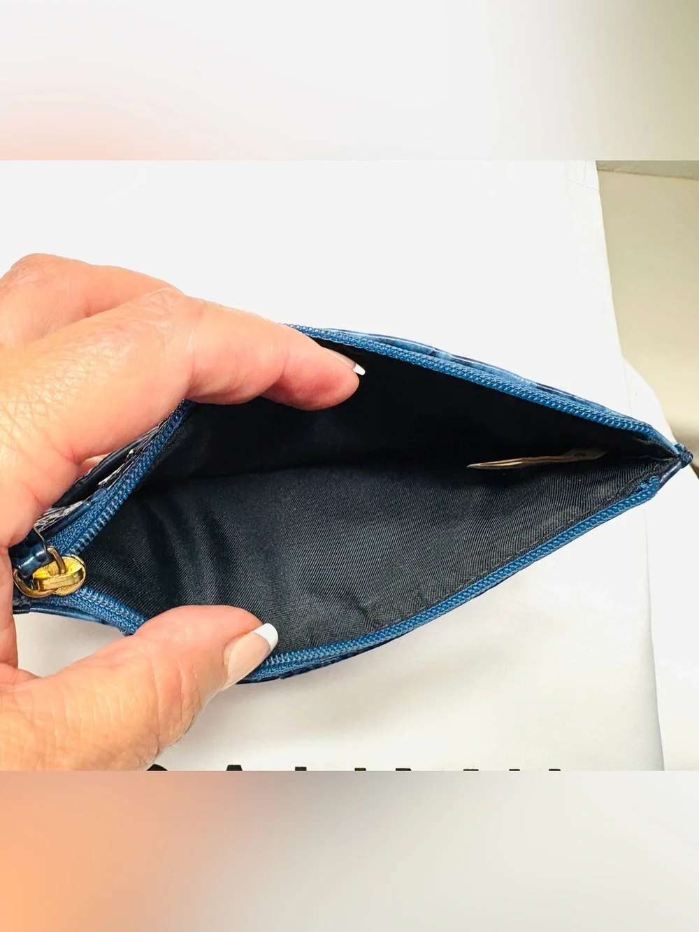 Brahmin Blue Croc-Embossed Leather Zip Credit Card Wallet